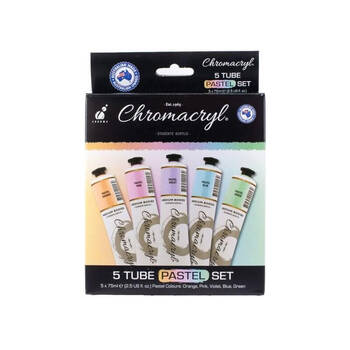 5pc Chromacryl Student Fast Drying Water-Based Acrylic Pastel Colours Set 75ml