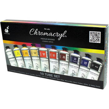 10pc Chromacryl Student Water-Based Acrylic Painting Tubes Box Set 75ml