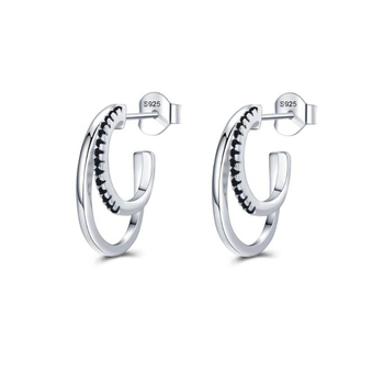 Culturesse Demi Double 18mm Loop Stud Earrings - Silver
