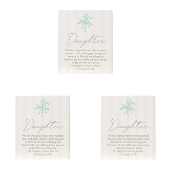 3PK Splosh Coast Ceramic Daughter Verse Plaque w/ Stand & Hanging Hook 12x14cm