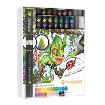 22pc Chameleon Alcohol-Based Refillable Drawing Art Pens Set Deluxe