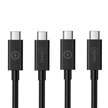 2PK Cruxtec 3m USB-C to Cable Cord for Syncing & Charging 240W 5mm Black