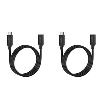2PK Cruxtec CTCF-10G-05BK USB-C Male to Female Extension Cable 50cm Black