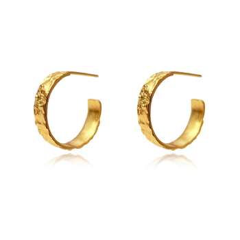 Culturesse Isador Textured 17mm Deco Hoop Earrings - Gold