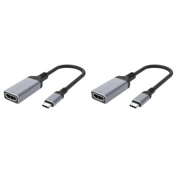 2PK Cruxtec CTH8K-SG USB-C to HDMI Cable Adapter 8K/DSC/HDR Space Grey 15cm