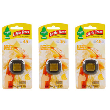 3PK Little Tree Clip In Car Vent Liquid Air Freshener 3ml Golden Vanilla