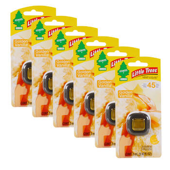 6PK Little Tree Clip In Car Vent Liquid Air Freshener 3ml Golden Vanilla