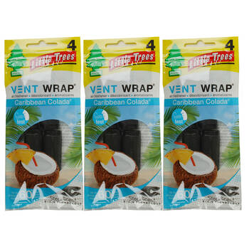 3x 4pc Little Tree Wrap Around Vent Car Air Freshener Caribbean Colada Scent