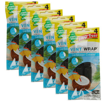 6x 4pc Little Tree Wrap Around Vent Car Air Freshener Caribbean Colada Scent