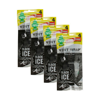 4PK Little Tree Vent Wrap Black Ice Car Scent Fragrance 4x12cm