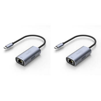 2PK Cruxtec CTR-25G-SG Male USB-C to RJ45 2.5G Ethernet Adapter 15cm Space Grey