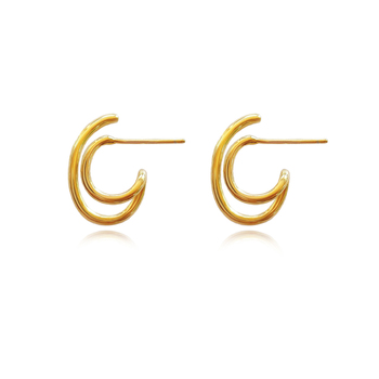 Culturesse Simone 17mm Twin Loop Earrings - Gold Vermeil