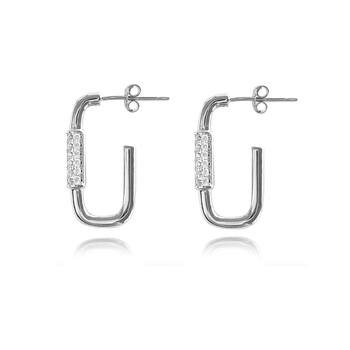Culturesse Fletcher 20mm U-Shape Stud Earrings - Silver