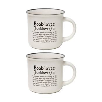 2PK Legami Cup Puccino Bone China Mug Book Lover Printed Design 350ml Large Gift