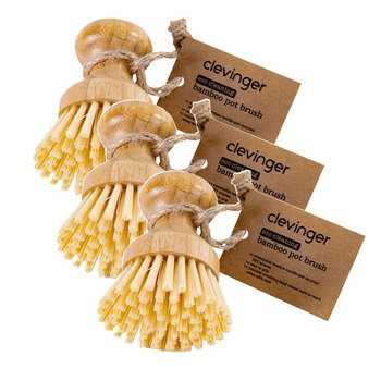 3PK Clevinger Eco Cleaning Bamboo Pot Brush