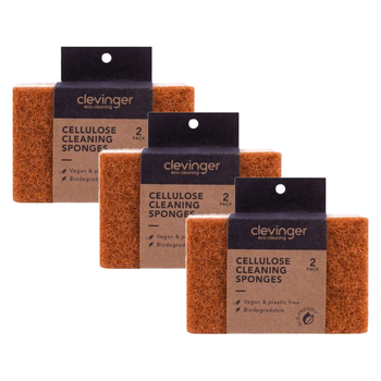 6PK Clevinger Cellulose Biodegradable Cleaning Sponges 7x11.2cm
