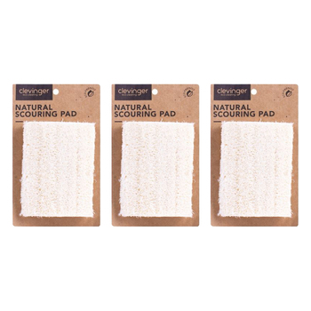 3PK Clevinger Natural Loofah Scouring Cleaning Pad 10x7cm