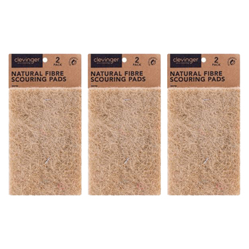 6PK Clevinger Natural Scouring Cleaning Pad 14.5x9.5cm