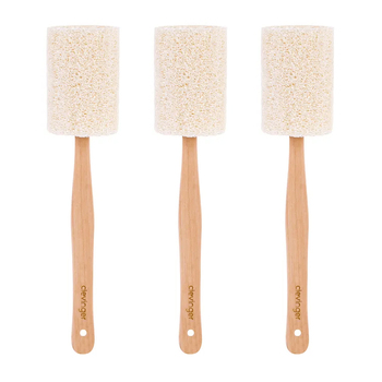 3PK Clevinger Eco Loofah Back Scrubber With Wood Handle 6.5x36cm
