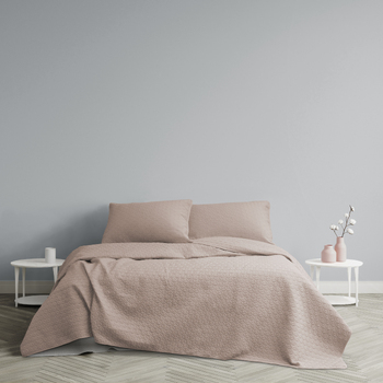 Ardor Boudoir Queen/King Bed Coverlet Set Chloe Quilted Powder Pink