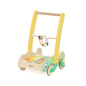 Classic World Wooden Baby Walker with Building Blocks 12M+ Multicoloured