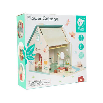 11pc Classic World Children's Wooden Pretend Play Flower Cottage 3Y+