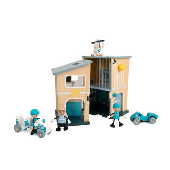 Classic World Children's Wooden Police Station Pretend Playset 3Y+