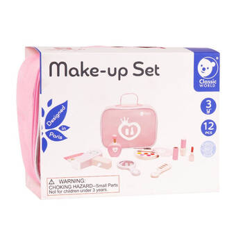 12pc Classic World Childrens Pretend Wooden Make-Up Playset 3Y+ Pink