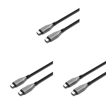 3PK Cygnett Armoured USB-C to USB-C Charger & Data Sync Cable 50cm - Black