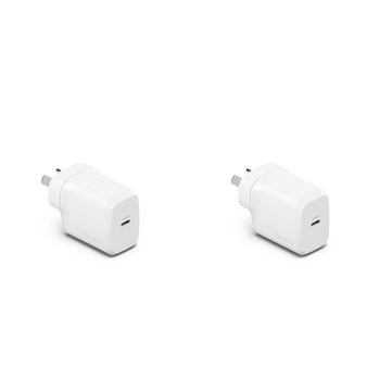 2PK Cygnett PowerPlus 25W GaN USB-C Wall Samsung Charger Adapter - White