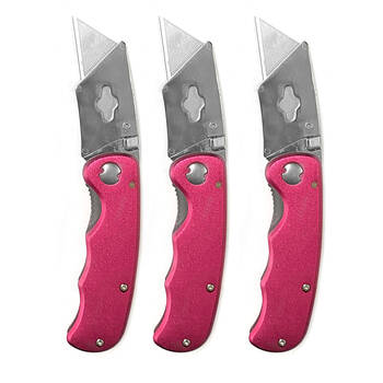 3PK Folding Box Utility Knife Cutter - Trapezoid Blade