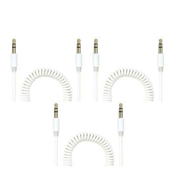 3PK Crest 1.5M Coiled 3.5mm AUX Cable - White