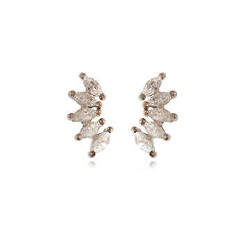 Culturesse Aliz Zircon Arch 8mm Stud Earrings - Silver