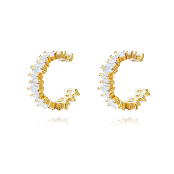 Culturesse Bria Austrian Zircon 15mm Cuff Earrings - Gold
