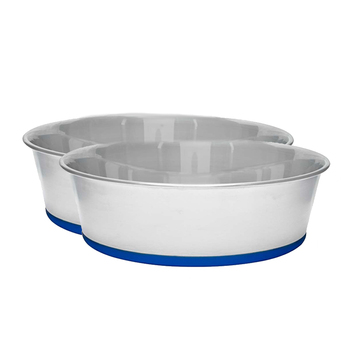 2PK Banquet Stainless Steel Pet Food Bowl w/ Rubber Base 480ml