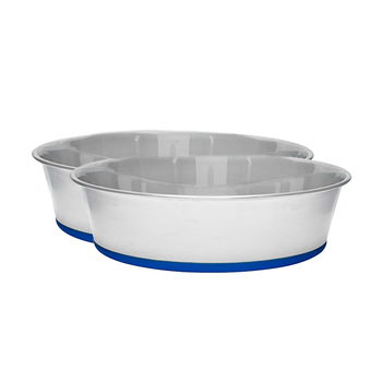 2PK Banquet Stainless Steel Pet Food Bowl w/ Rubber Base 1.9L