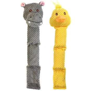 Paw Play Plush Squeak Hippo & Chicken Dog Pet Toy 
