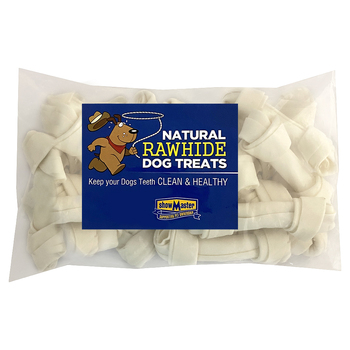 20pc Natural Rawhide Dog Treats Knotted Hide Bones