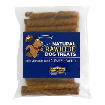 25pc Natural Rawhide Dog Treats Smoked Porky Twists
