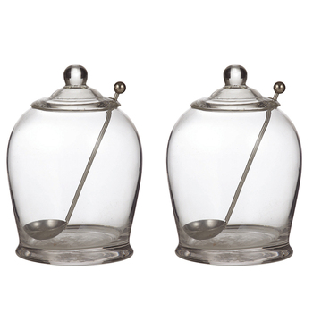 2PK Davis & Waddell Olive Jar w/ Stainless Steel Spoon 10x15cm - Clear