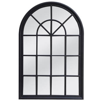 Belle Hamptons Wood Arched Wall Mirror 100x150cm - Black