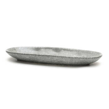 St. Clare Oval Plate Glazed Ceramic 35x17cm Reactive Grey