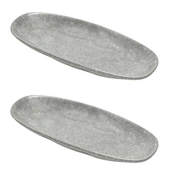 2PK St. Clare Oval Plate Glazed Ceramic 28x13cm Reactive Grey