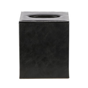 Belle Genieve Leather Square Tissue Box 13.5x15.5cm - Black