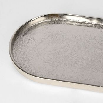 Belle Flanders Oval Tray Small Kitchen Decorative Serveware 40x18cm - Silver