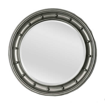 Belle Clive Hanging Wall Mirror Round 90cm - Burnt Silver