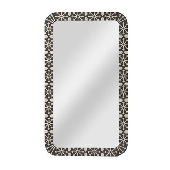 Belle Adina Bone Inlay Handcrafted Mirror 120x70cm - Grey/White