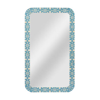 Belle Adina Bone Inlay Handcrafted Mirror 120x70cm - Aqua/White