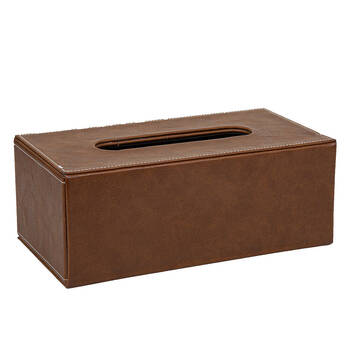 Belle Genieve Faux Leather Rectangle Tissue Box 25x14cm - Tan