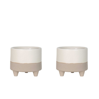 2PK Belle Pasha Porcelain Pot Planter Small 16cm - Ivory